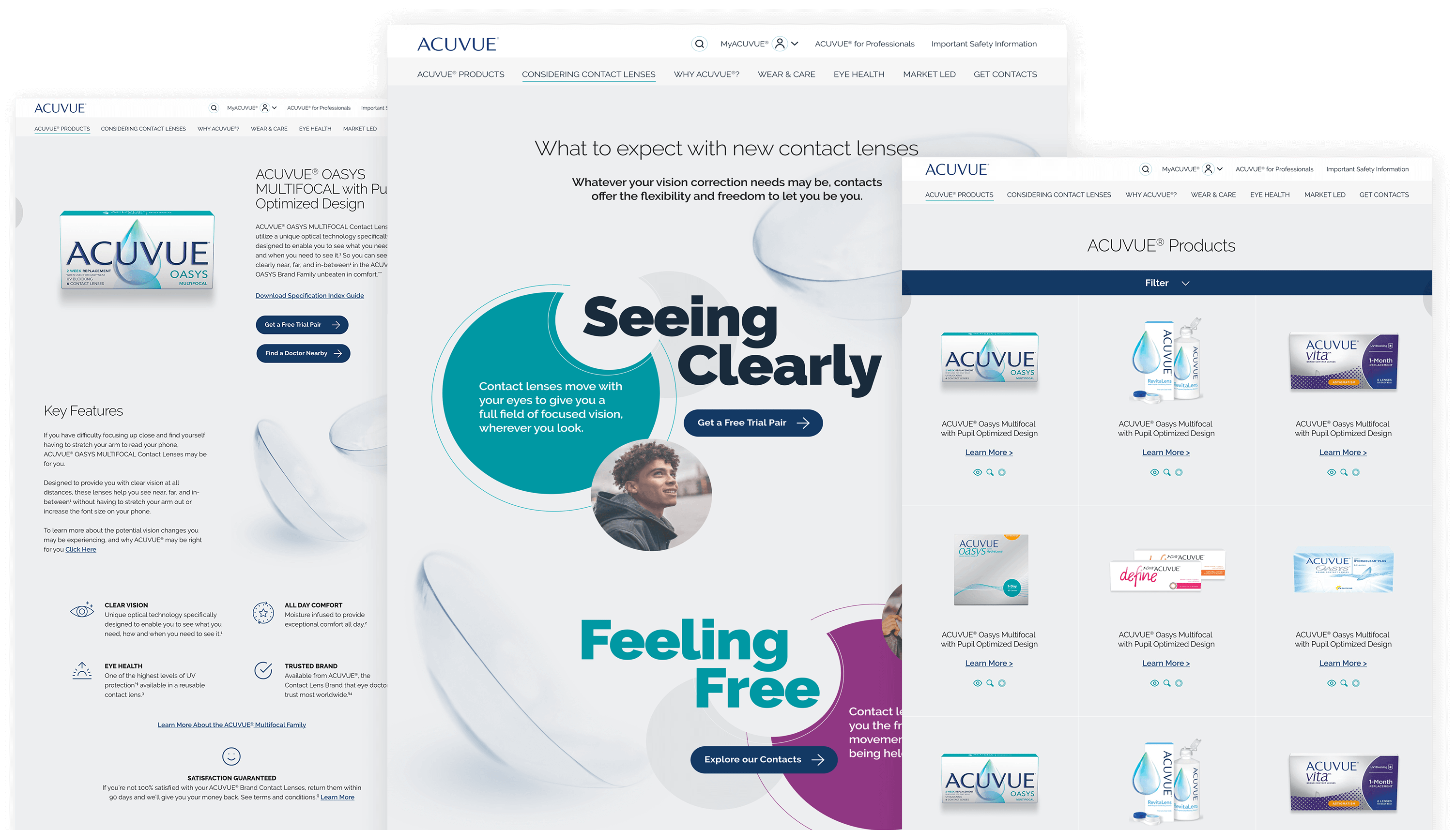 collage of images from the updated acuvue website