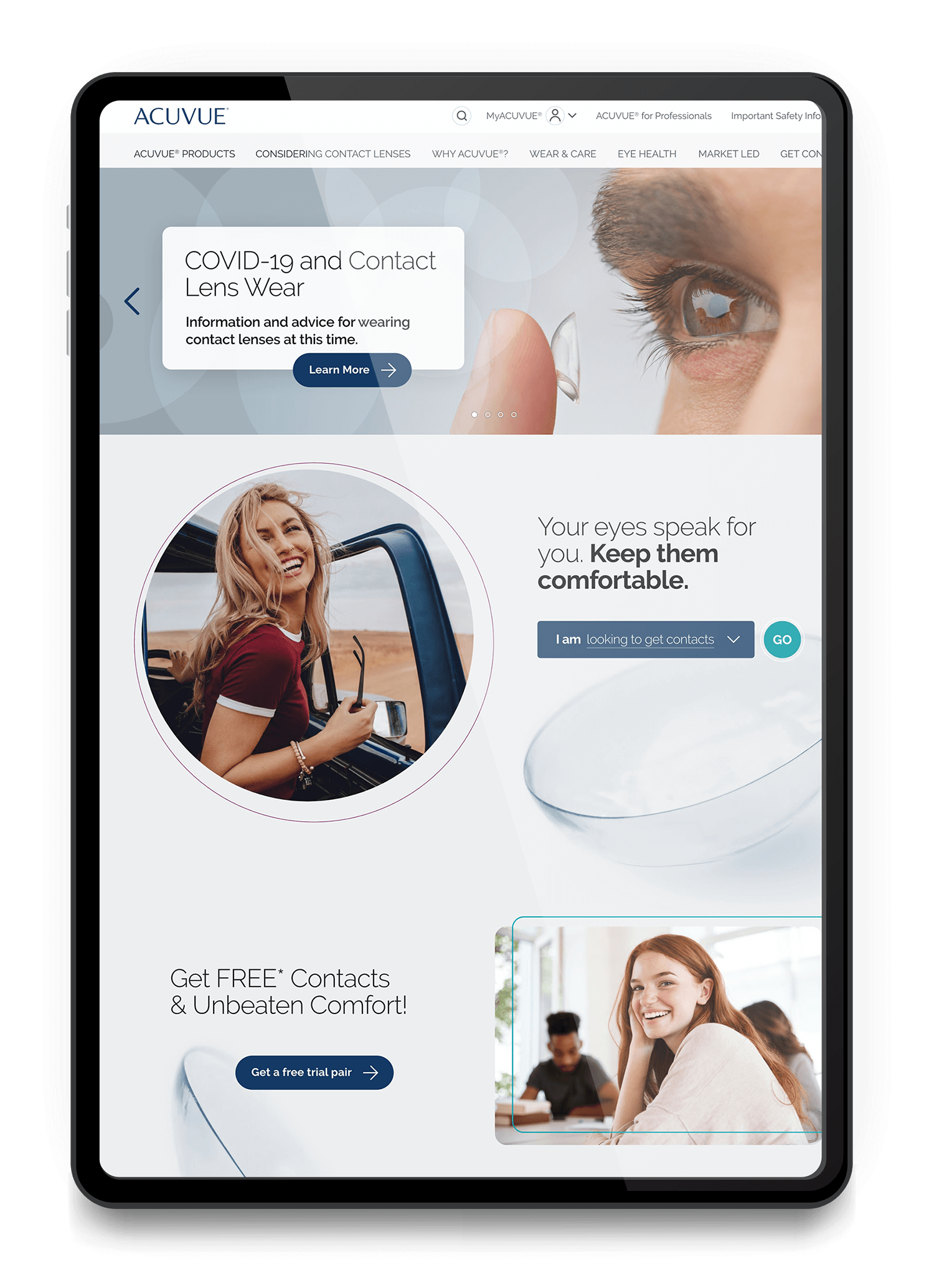 updated acuvue design on an ipad